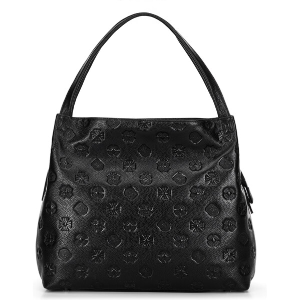 Wittchen Dámska kabelka typu vak z kože s monogramom čierno-strieborná 66066454