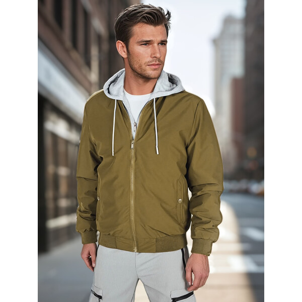 BASIC Khaki pánska bombera s mikinovou kapucňou TX5022 62537967