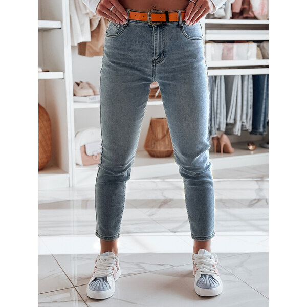 BASIC Modré dámske slim fit džínsy s vysokým pásom FITONIC UY2450 62537983