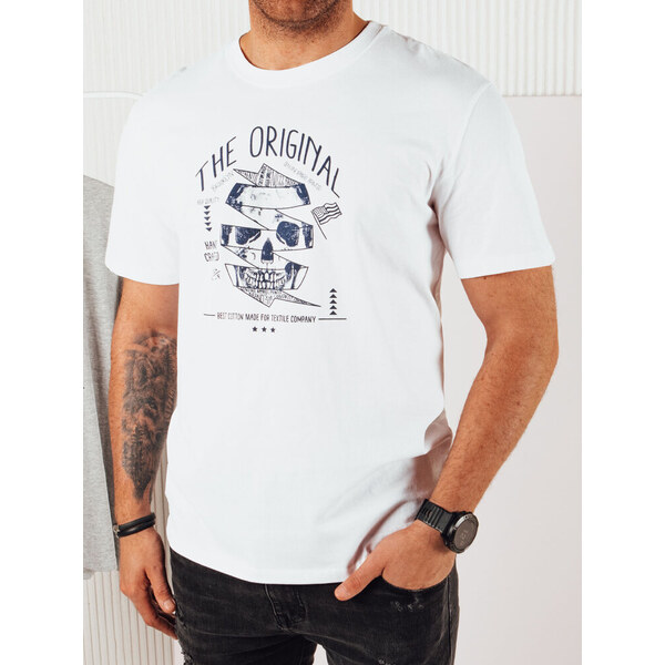 BASIC Biele pánske tričko s potlačou RX5379 52670817