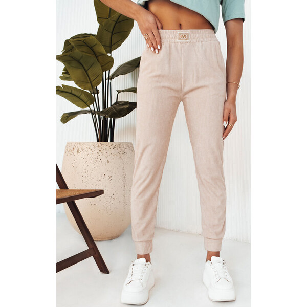 BASIC Svetlobéžové rebrované tepláky BRINAT UY2047 52670830