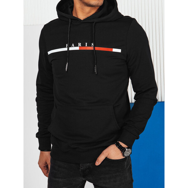 BASIC Čierna pánska mikina s nápisom PARIS BX5731 52670839