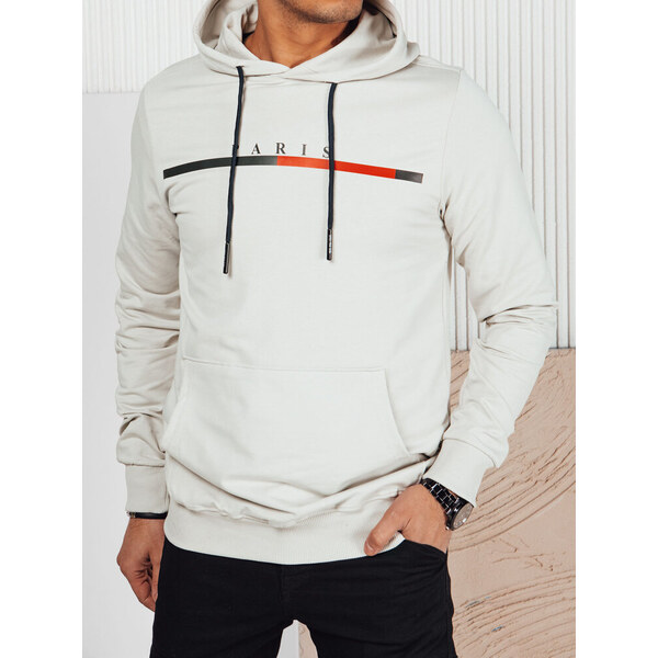 BASIC Svetlosivá pánska mikina s nápisom PARIS BX5729 52670841