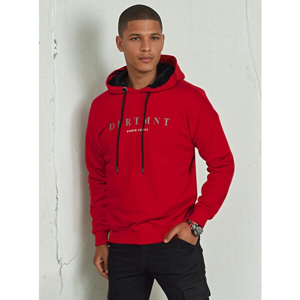 BASIC Červená pánska mikina s potlačou BX5681 52670857