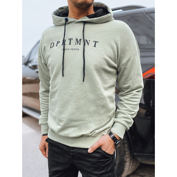 BASIC Olivovo zelená pánska mikina s potlačou BX5678 52670860