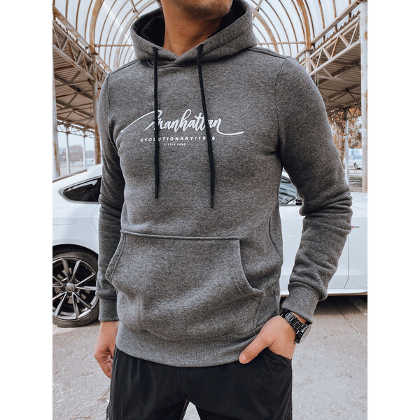 BASIC Tmavosivá pánska mikina s nápisom BX5705 52670836