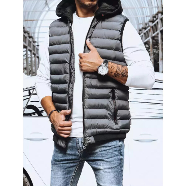 BASIC Tmavosivá prešívaná vesta TX4093 35038493