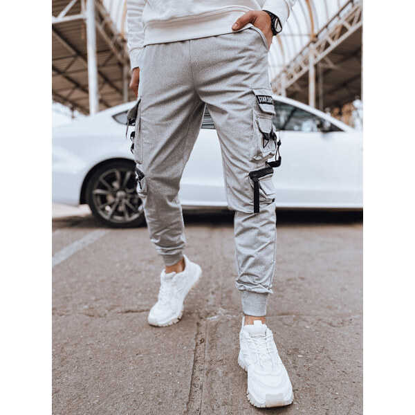 BASIC Svetlosivé pánske cargo nohavice UX4219 52670834