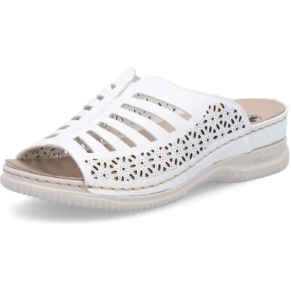 Dámske šľapky RIEKER V7495-80 biela S5 62550413