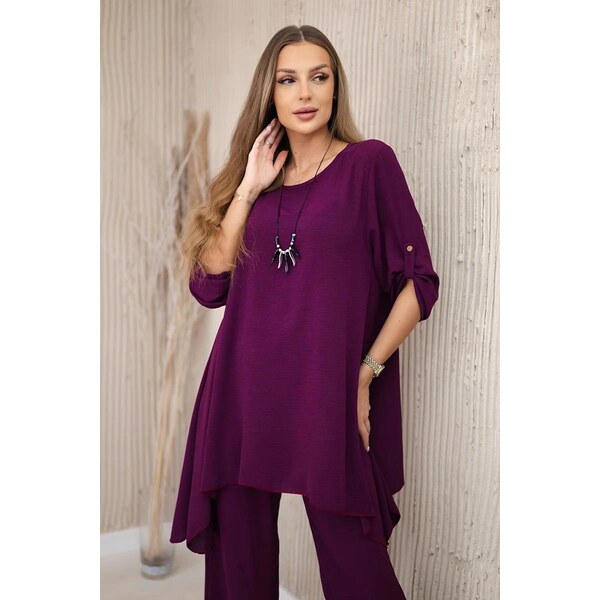 MladaModa 2-dielny komplet nohavíc a blúzky s príveskom model 1025A 62554672