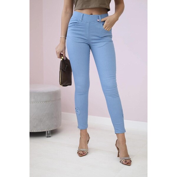 MladaModa Džínsové nohavice s mašľou dole model 3635 farba džínsová 63034352
