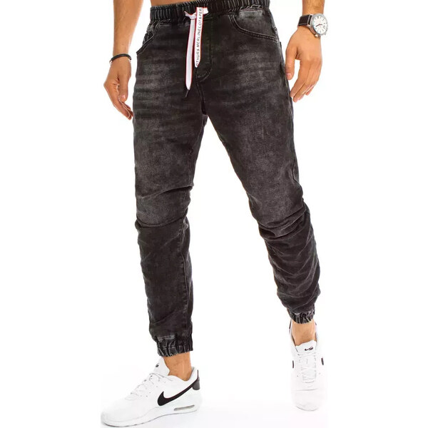 BASIC Čierne joggery na ozdobnú šnúrku UX3226 24343128