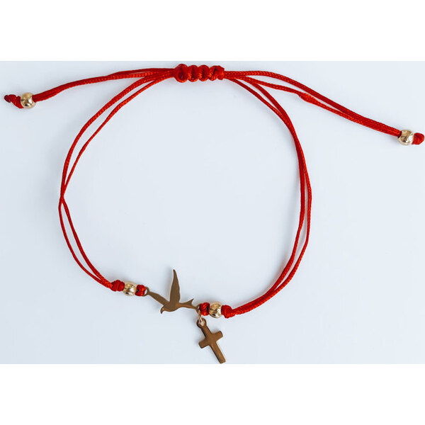 BASIC Červený náramok s vtáčikom a krížikom HEARTBEAT Dstreet LY0075 43017041