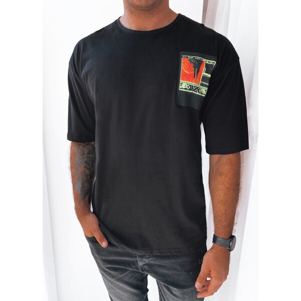 BASIC Čierne pánske tričko s potlačou RX5304 43181858