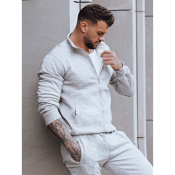 BASIC Svetlosivá mikina na zips bez kapucne BX4109z 43230677