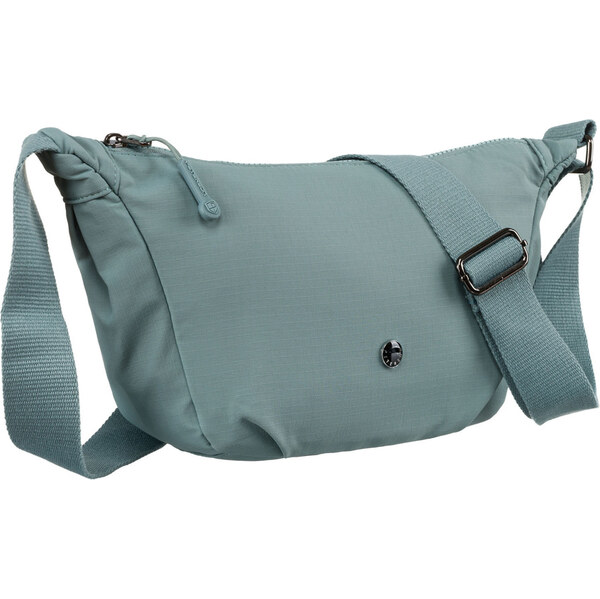 Niebieska torebka damska z poliestru z kieszenią zamykaną na suwak - 62558228