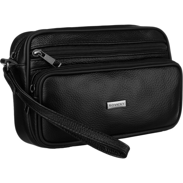 ROVICKY Pánska kapsička z prírodnej kože v čiernej farbe s pohodlným 62558233