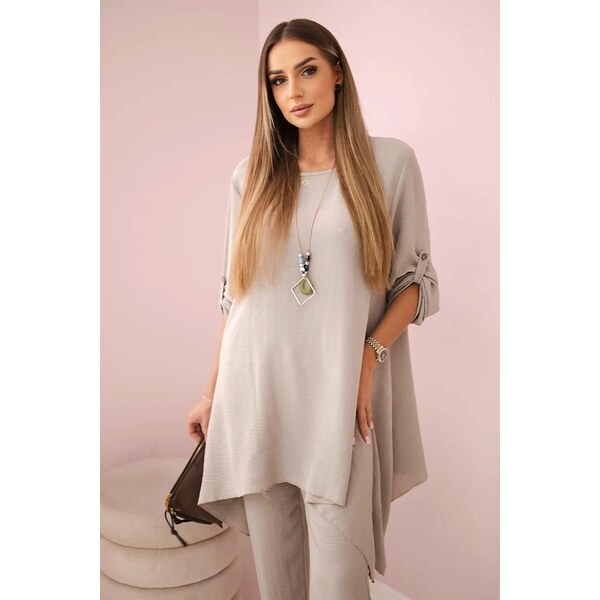 MladaModa 2-dielny komplet nohavíc a blúzky s príveskom model 1025A 62639762