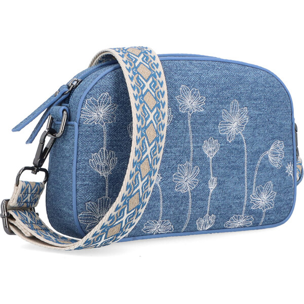 Kabelka zo syntetickej kože crossbody Indee modrá 6338 M 64020737