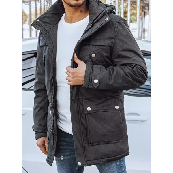 BASIC Tmavosivá teplá bunda s vreckami TX4282 36455284