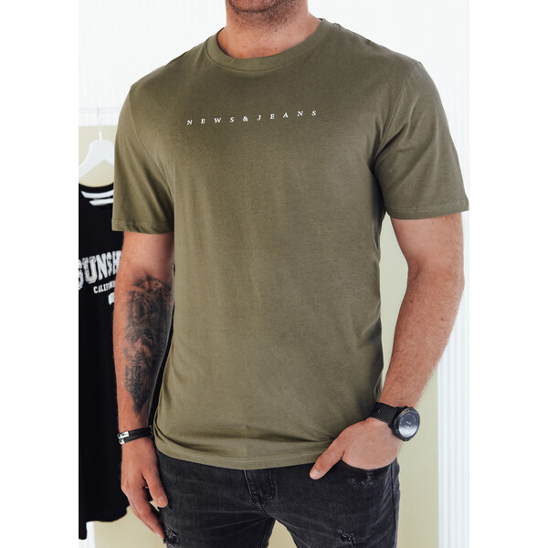 BASIC Khaki pánske tričko s nápisom RX5477 49971500