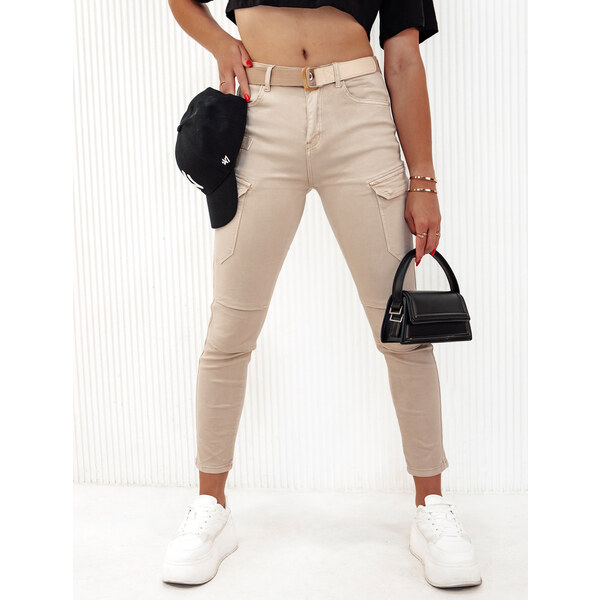 BASIC Béžové dámske nohavice LOVFASHION UY2115 56217612