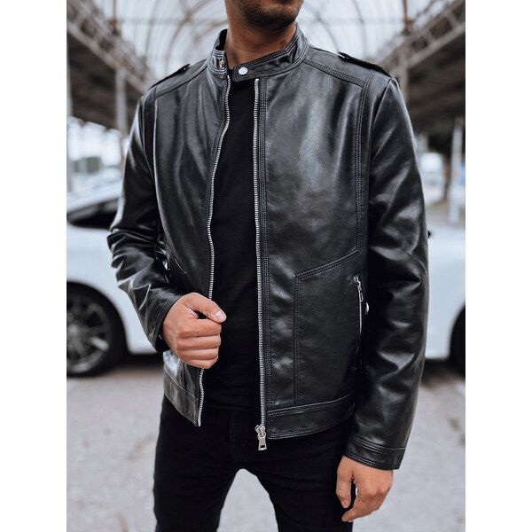 BASIC Pánska čierna koženková bunda TX4714 58256914