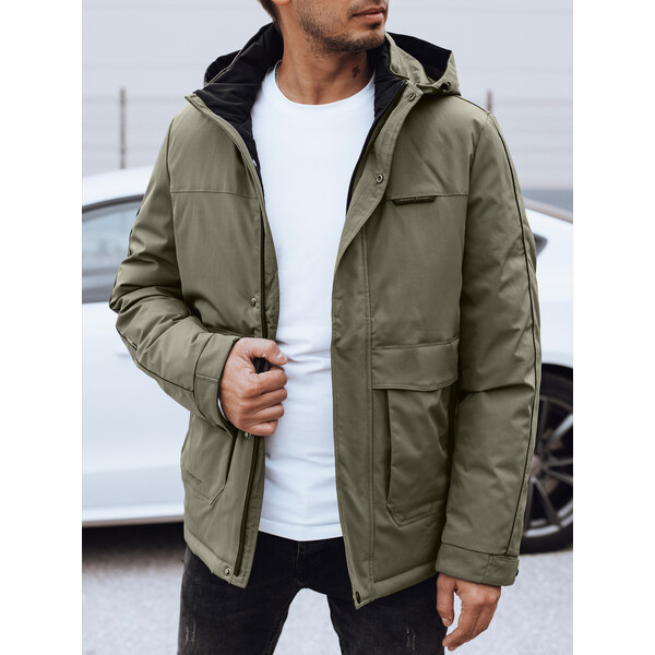 BASIC Pánska khaki zimná bunda s odopínacou kapucňou TX4905 58456609