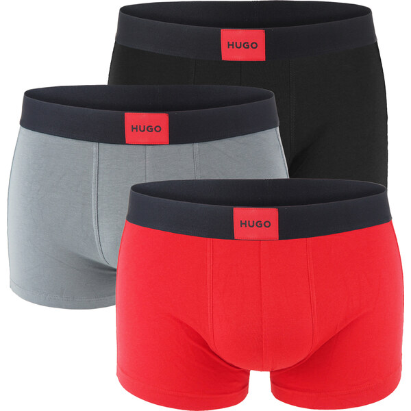 HUGO - boxerky 3PACK eco friendly cotton stretch black & red / modern 62593825