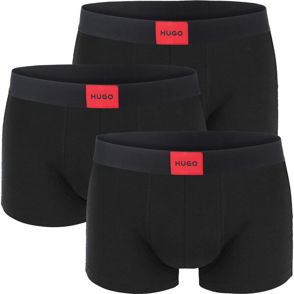 HUGO - boxerky 3PACK eco friendly cotton stretch black / modern logo 62593827