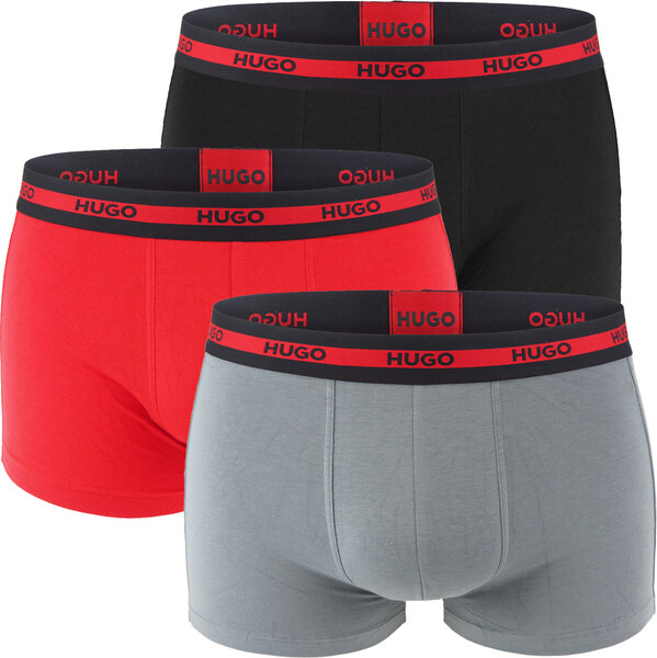 HUGO - boxerky 3PACK eco friendly organic cotton in black & red color 62593829
