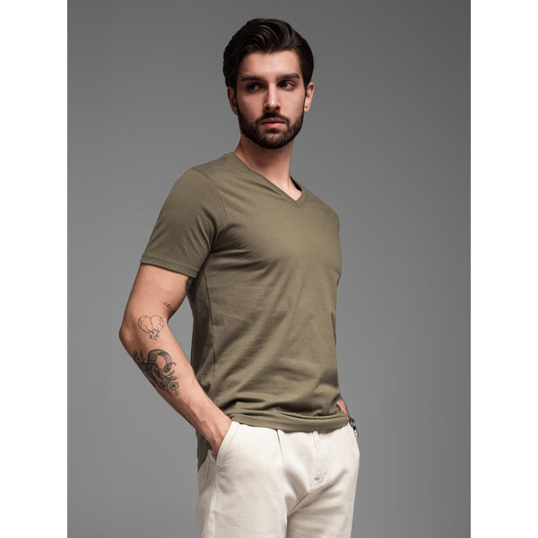 Pánske klasické bavlnené tričko Ombre BASIC s okrúhlym výstrihom - 52495808