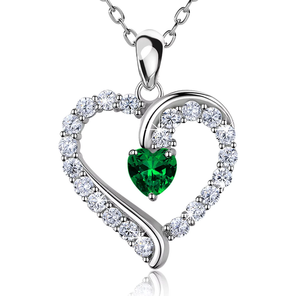 Olivie Stříbrný náhrdelník ZELENÉ SRDCE 9439 65048831