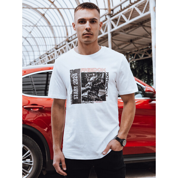 BASIC Biele pánske tričko s potlačou RX5463 52699093