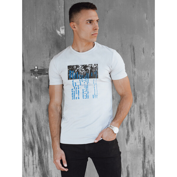 BASIC Svetlosivé pánske tričko s potlačou RX5560 52699108