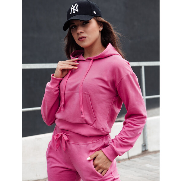 BASIC Ružová crop mikina s kapucňou TRENDHOOD BY1305 57725758