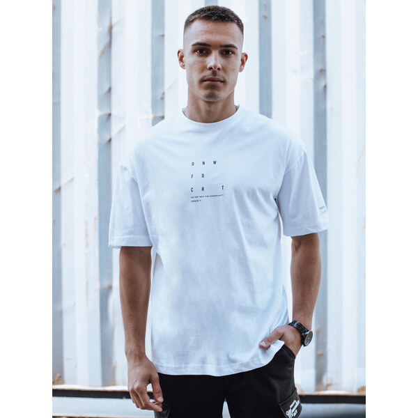 BASIC Biele pánske tričko s drobnou potlačou RX5505 52699095