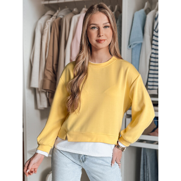 BASIC Ľahká žltá dámska mikina voľného strihu LUZZIO BY1380 62600404