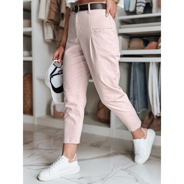 BASIC Svetloružové chino nohavice s vysokým pásom CHINOSKA UY2554 62600432