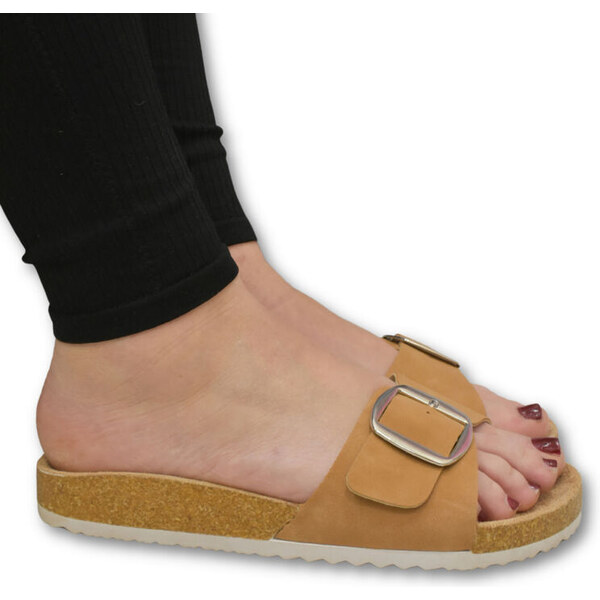 COMER Dámske camel šľapky FORA 62608119