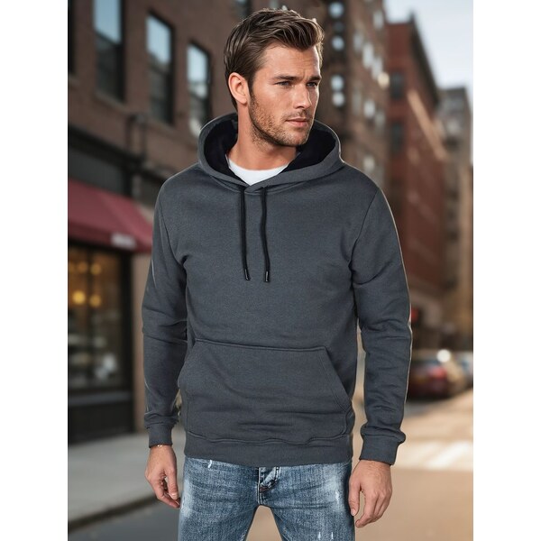 Dstreet Basic pánska grafitová mikina s kapucňou 62610361