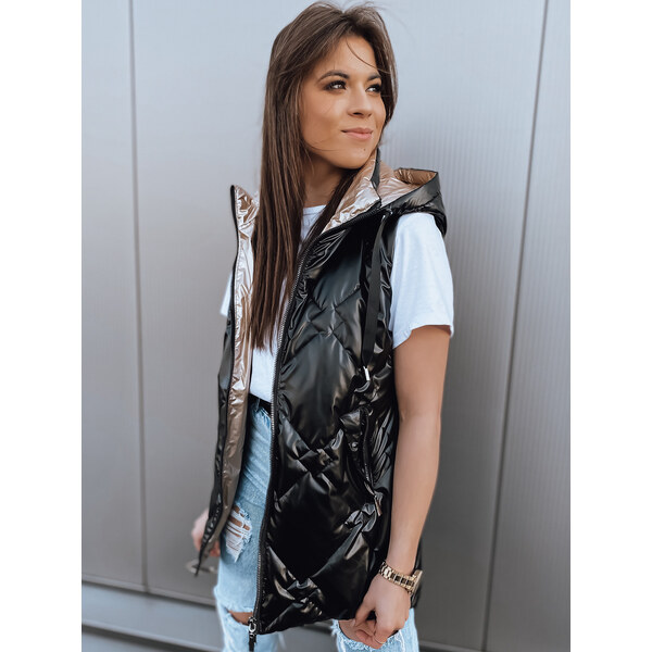 BASIC Čierna lesklá prešívaná vesta PAVON TY2592 31185675