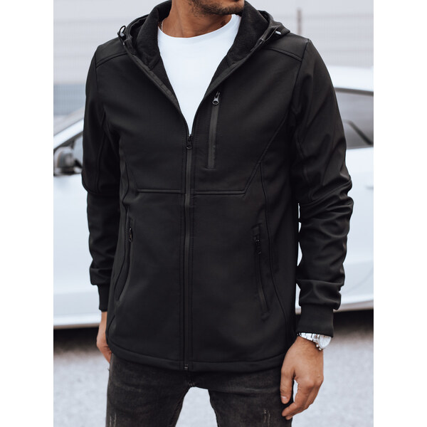 BASIC Pánska čierna prechodná softshellová bunda s kapucňou TX4819 58456616