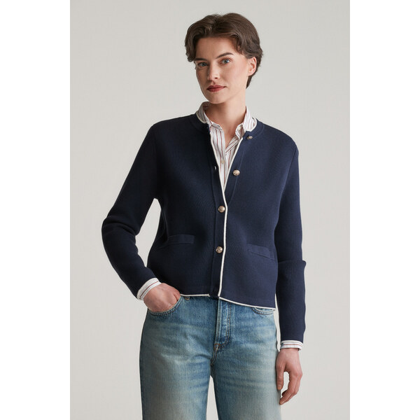 SVETER GANT COTTON KNIT JACKET EVENING BLUE 62622095