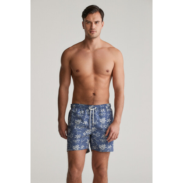 PLAVKY GANT ISLAND PRINT SWIM SHORTS DUSTY NAVY 62622119