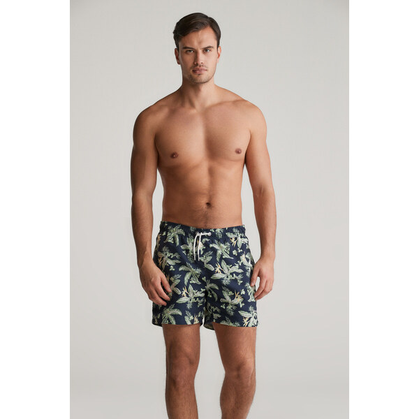 PLAVKY GANT TROPICAL LEAVES PRINT SWIM SHORTS EVENING BLUE 62622118