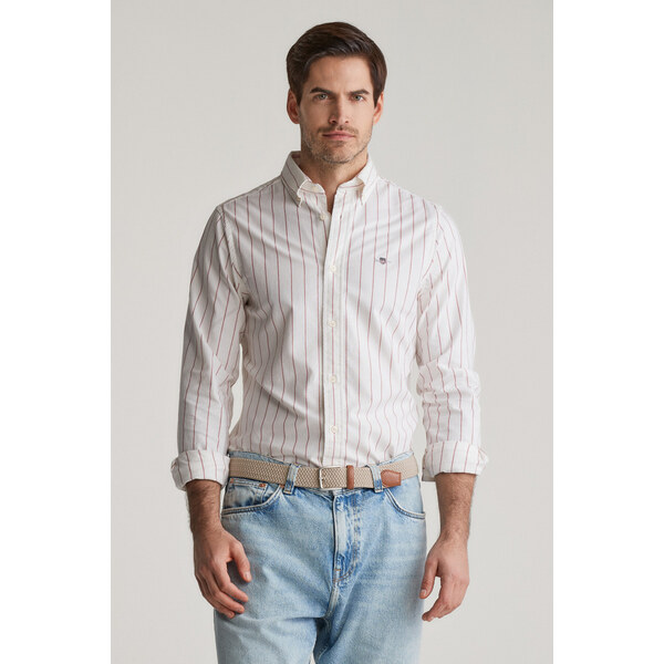 KOŠEĽA GANT SLIM OXFORD STRETCH STRIPE SHIRT RUBY RED 62622076