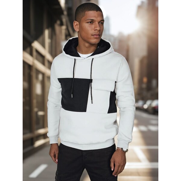 Dstreet Zaujímavá šedá mikina s vreckom a s kapucňou 62630407