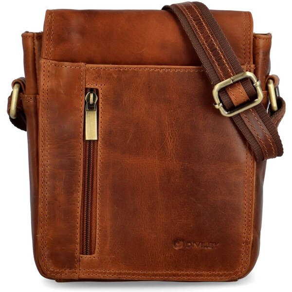 DIVILEY Pánska kožená taška cez rameno Rocco koňak 49055888