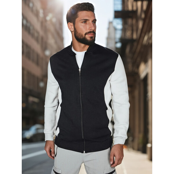 BASIC Čierna pánska mikina na zips so stojačikom BX5909 62634285